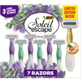 thumbnail image 1 of BIC Soleil Escape Women's Disposable Razor 3 Blade Set, Moisture Strip With Almond Oil, Lavender and Eucalyptus Scented Handles, Includes Bonus Caramel Apple, 8 Razors, 1 of 7