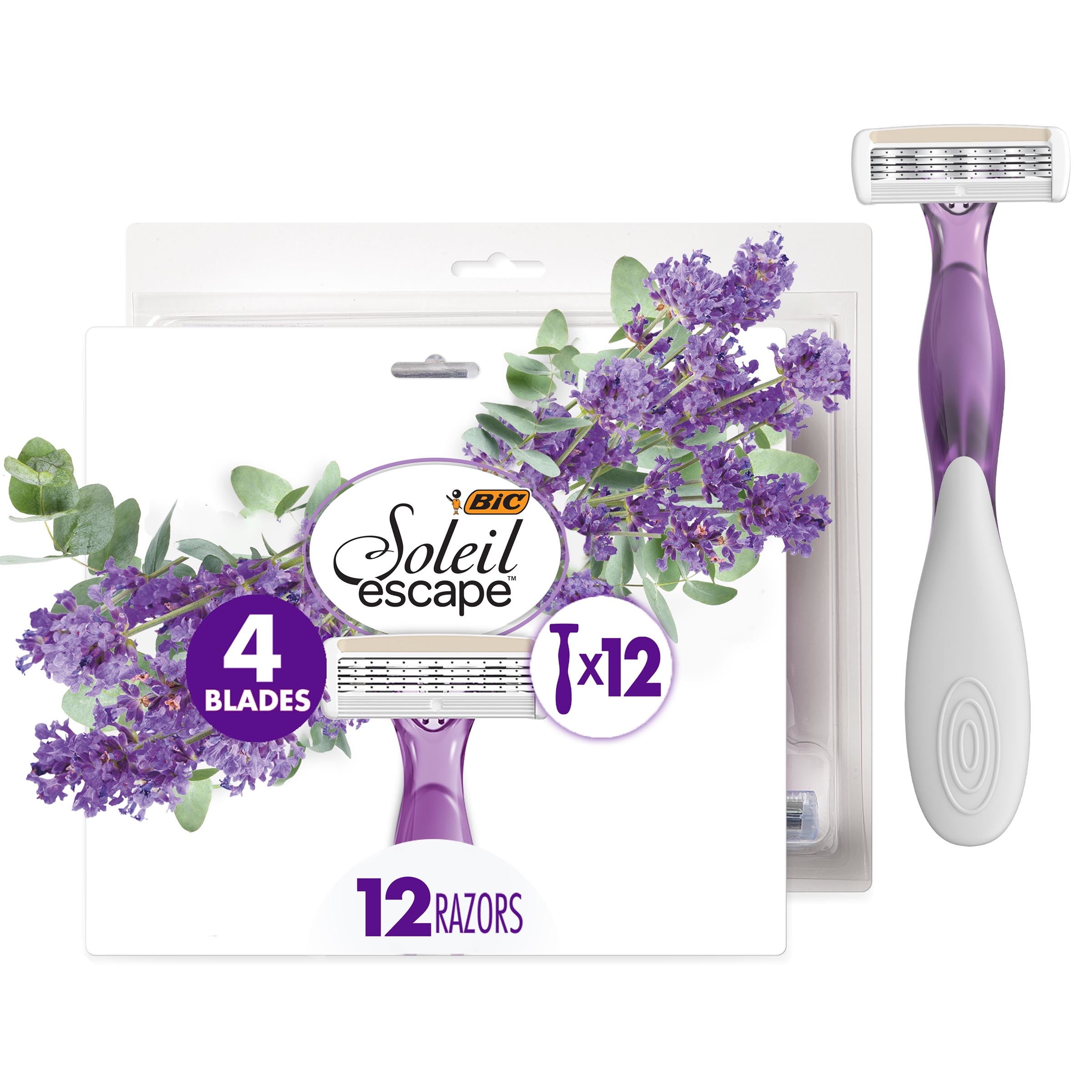 BIC Soleil Escape Women's Disposable Razors, 4 Blades, Lavender