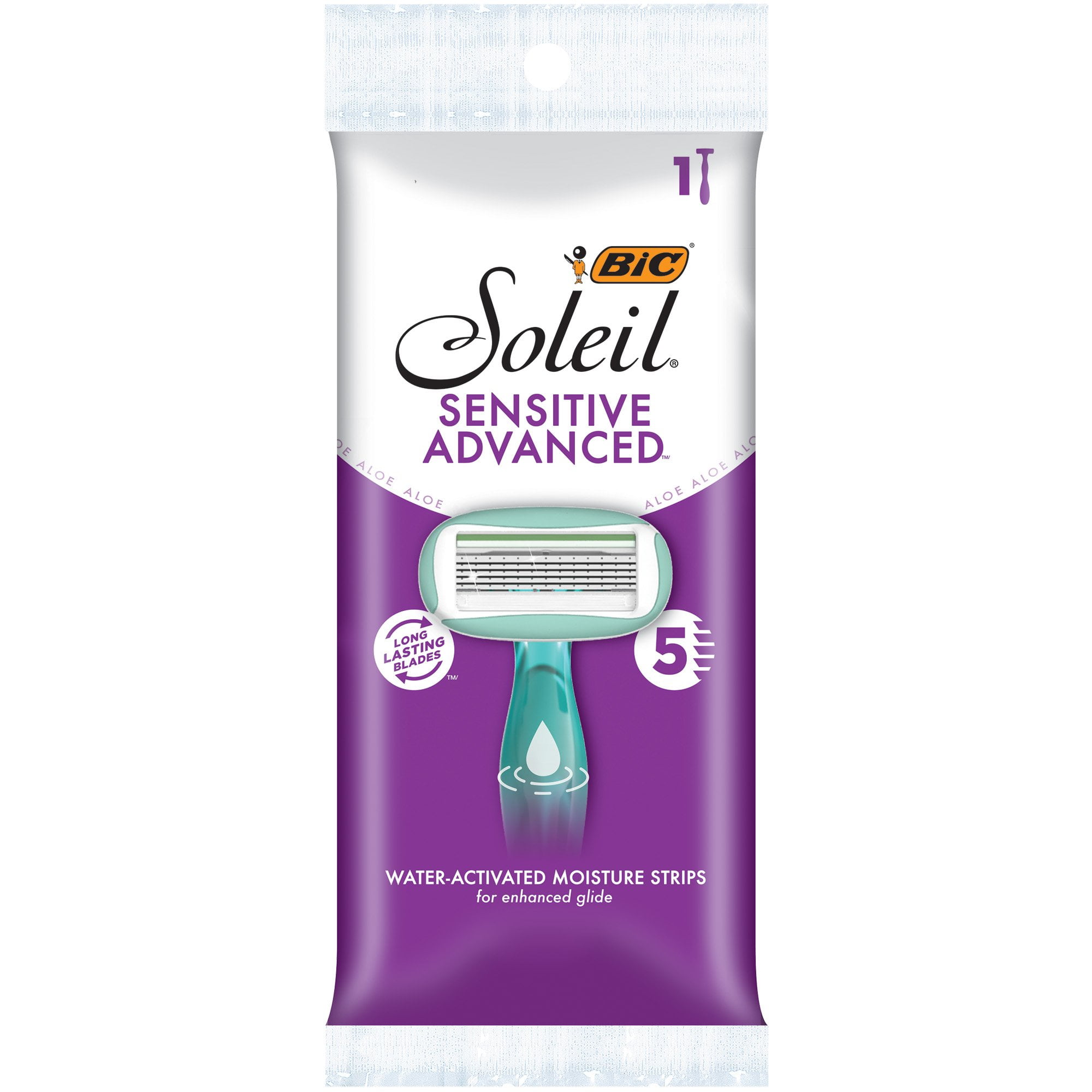 BIC Soleil Sensitive Advanced Women's 5 Blade Disposable Razor - Travel ...