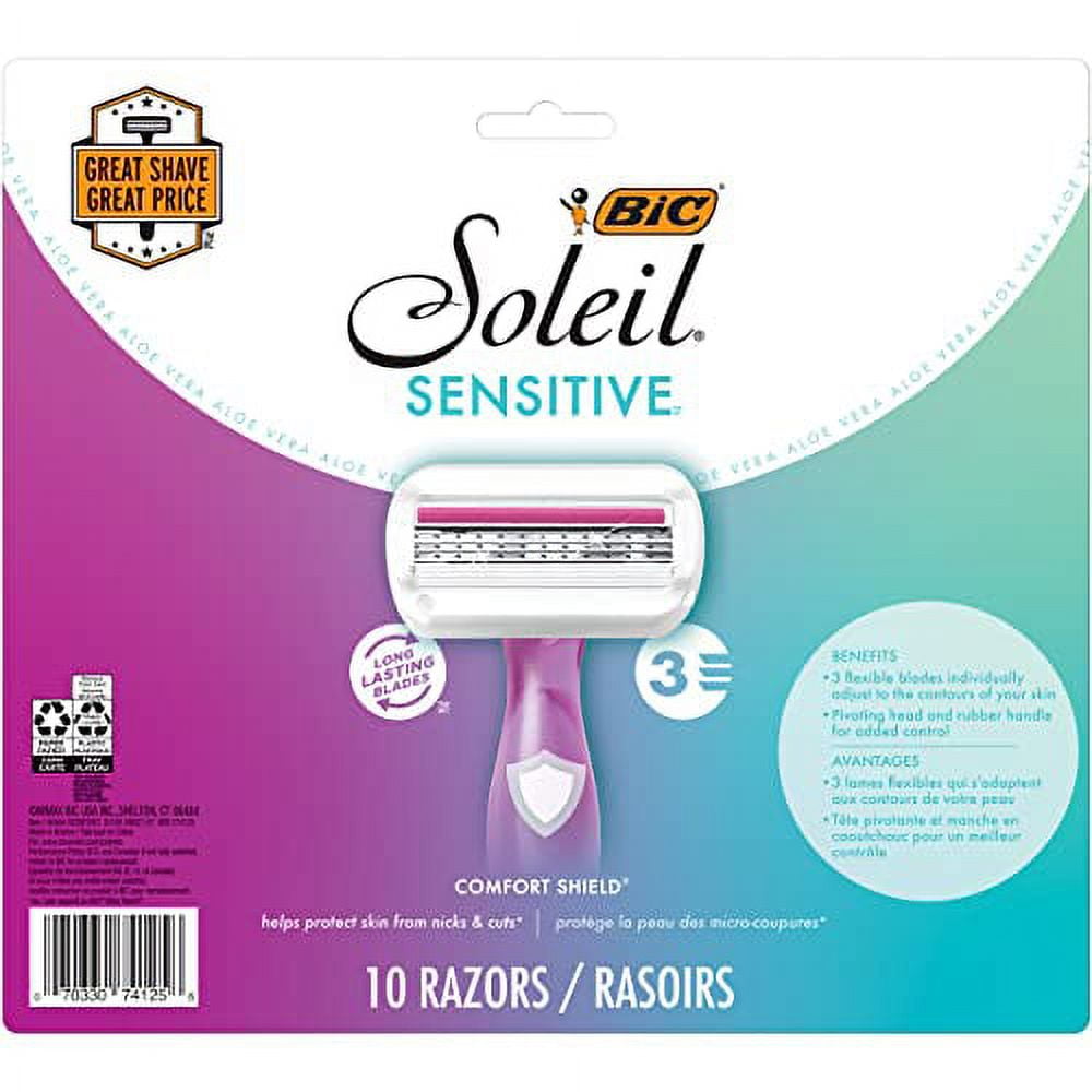 BIC Soleil Sensitive Women's Disposable Razor, Triple Blade, Count of ...