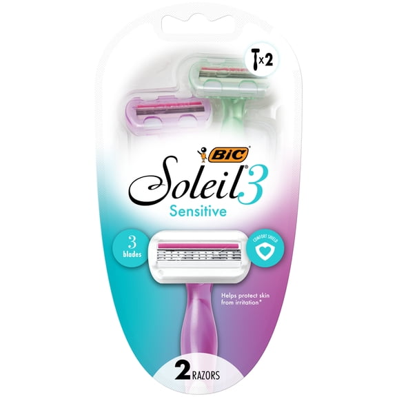 BIC Soleil 3 Sensitive Women's 3-Blade Disposable Razors, 2 Count