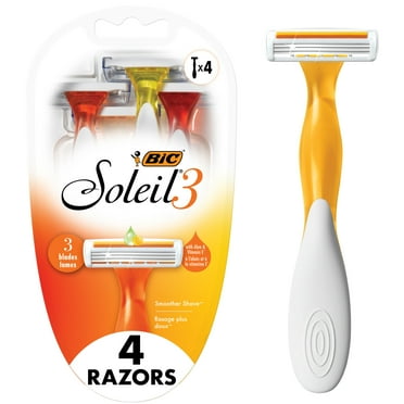 BIC Soleil Smooth Anti-Slip Women's 3 Blade Manual Shaving Razor, Orange, 4 Count
