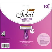 BIC Soleil Smooth Scent Women’s Disposable Razor, 3 Blades with a Moisture Strip For a Silky Shave, 10 Piece Razor Set