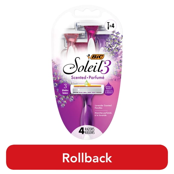 BIC Soleil 3 Scented Women's 3-Blade Disposable Scented Razors, 4 Count