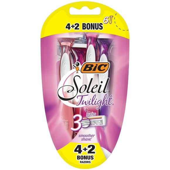 BIC Soleil Smooth Scented Women's Disposable Razors, 3 Blades With Moisture Strip For a Silky Smooth Shave, 4-Count