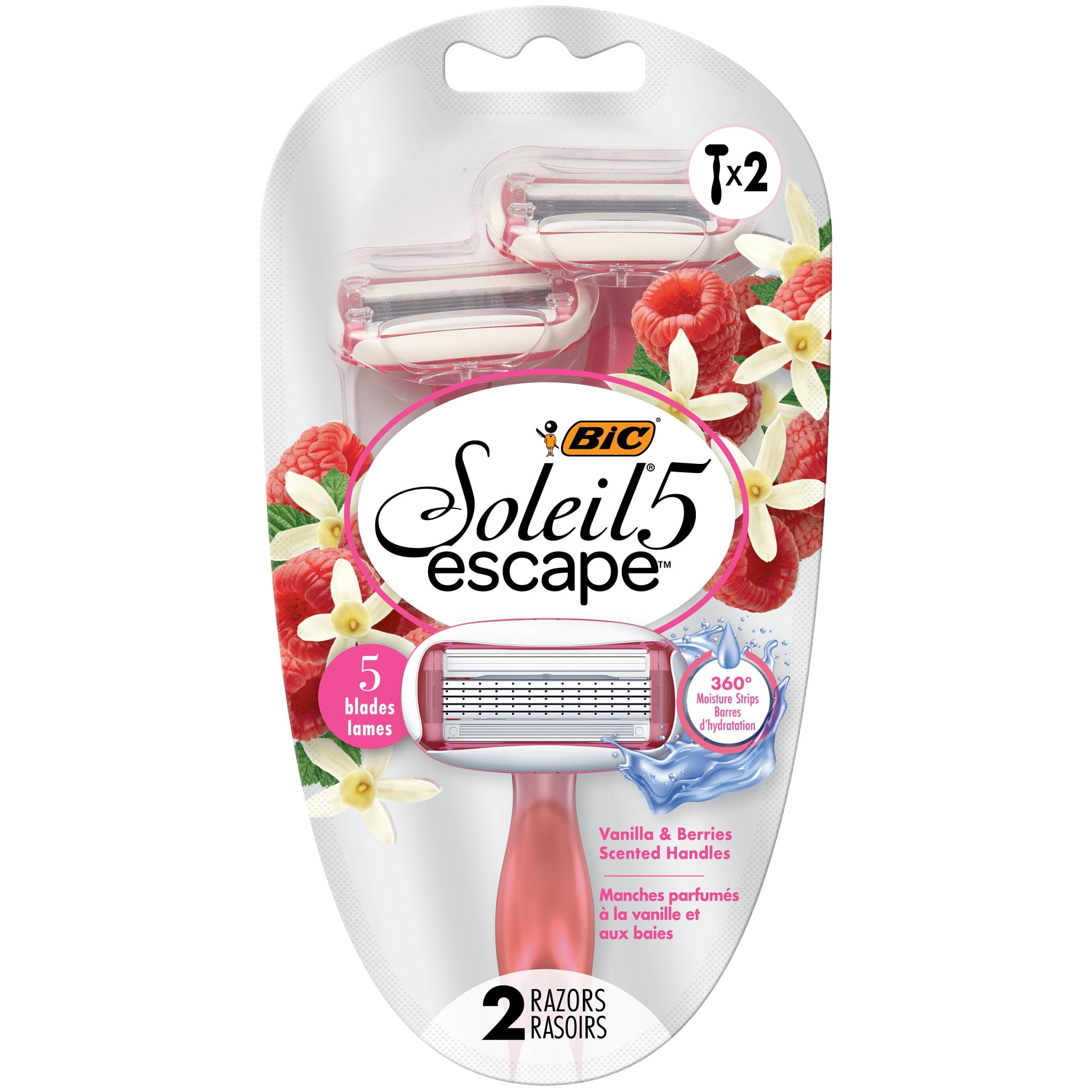 BIC Soleil Escape 5-Blade Disposable Razors - Vanilla & Berries - 2 ct ...