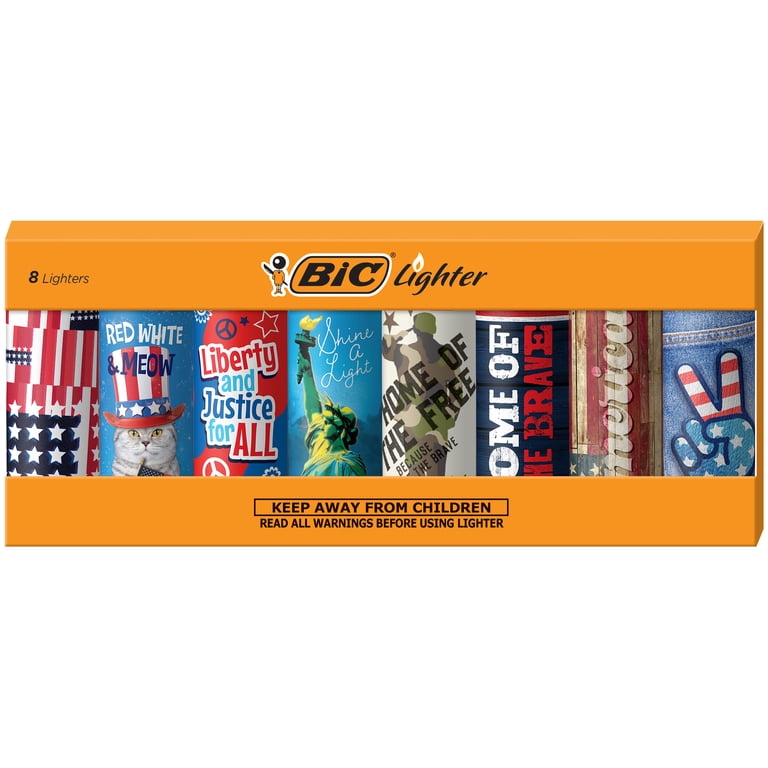 BIC, Lighters, Americana Series Set of 8, Patriotic Designs