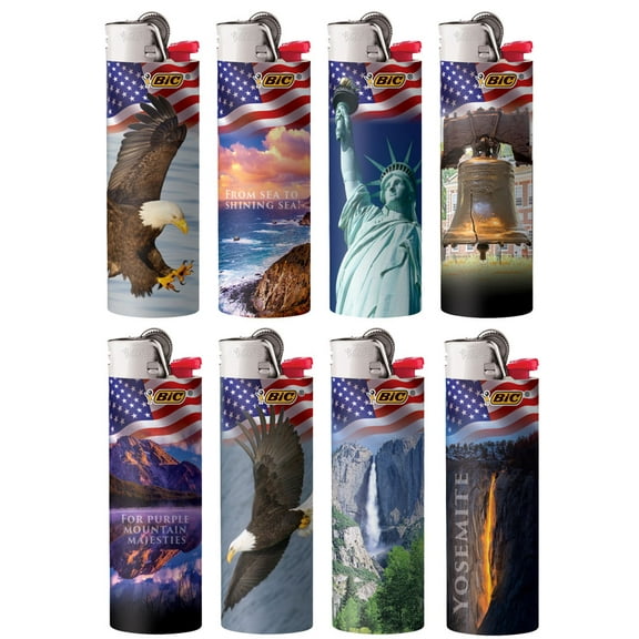BIC Special Edition Americana Series Lighters, Set of 8 Lighters