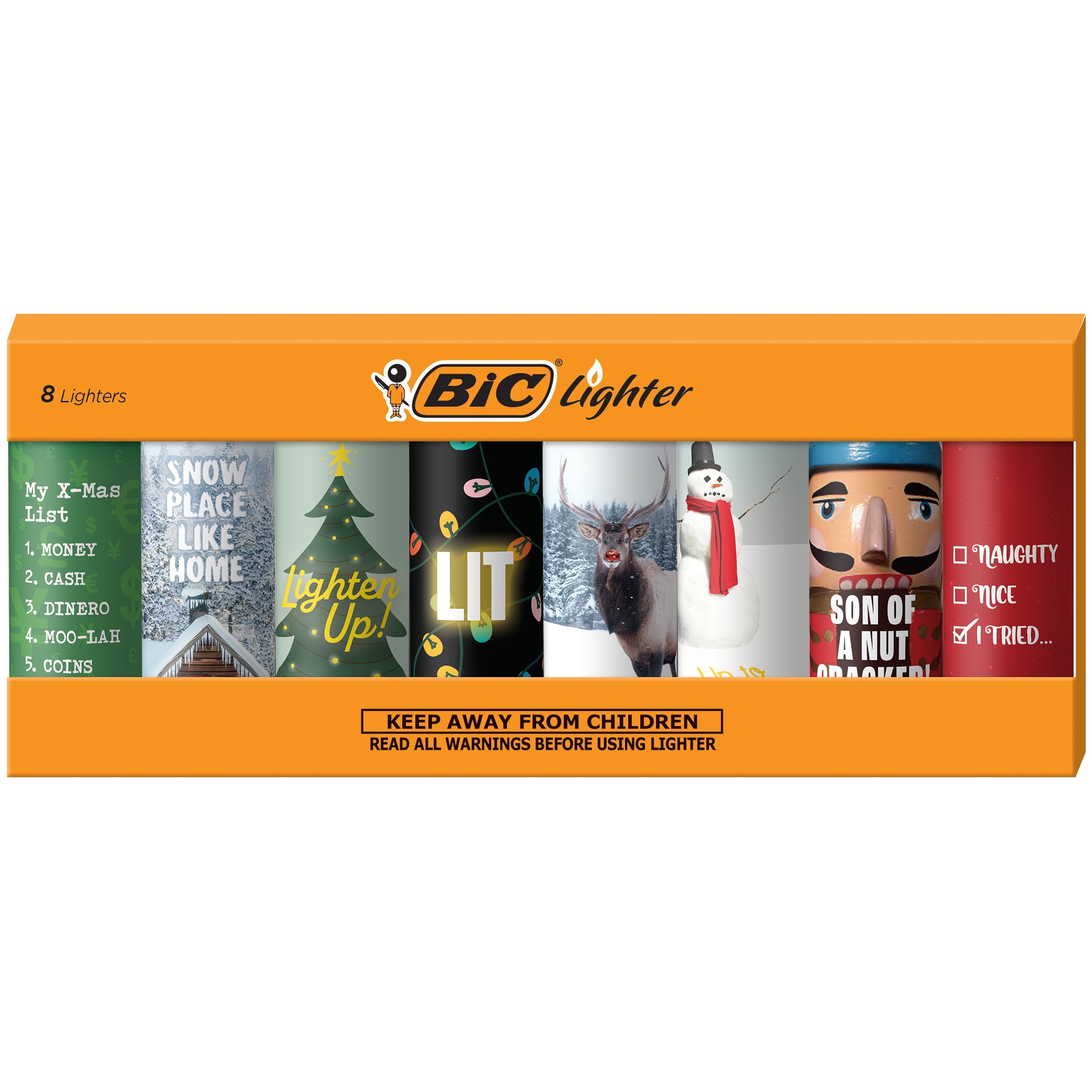 BIC Special Edition Holiday Series Pocket Lighters, Set of 8