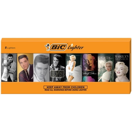BIC Special Edition Icons Lighters, Elvis and Marilyn Monroe, 8-Count