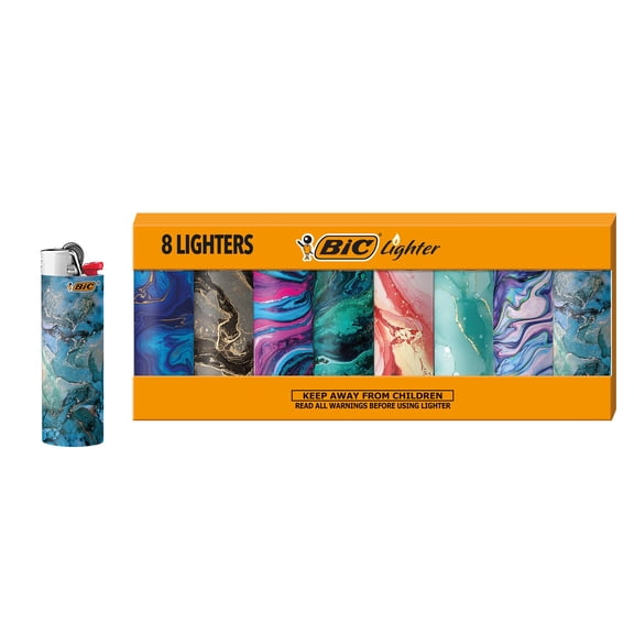 BIC Special Edition Marble Series Pocket Lighters, Set of 8 Lighters