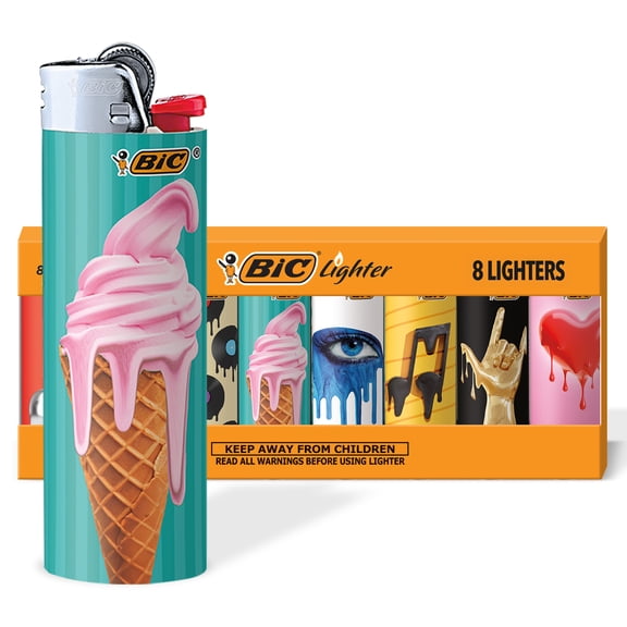 BIC Special Edition Maxi Pocket Lighters, Melting Designs, 8-Count