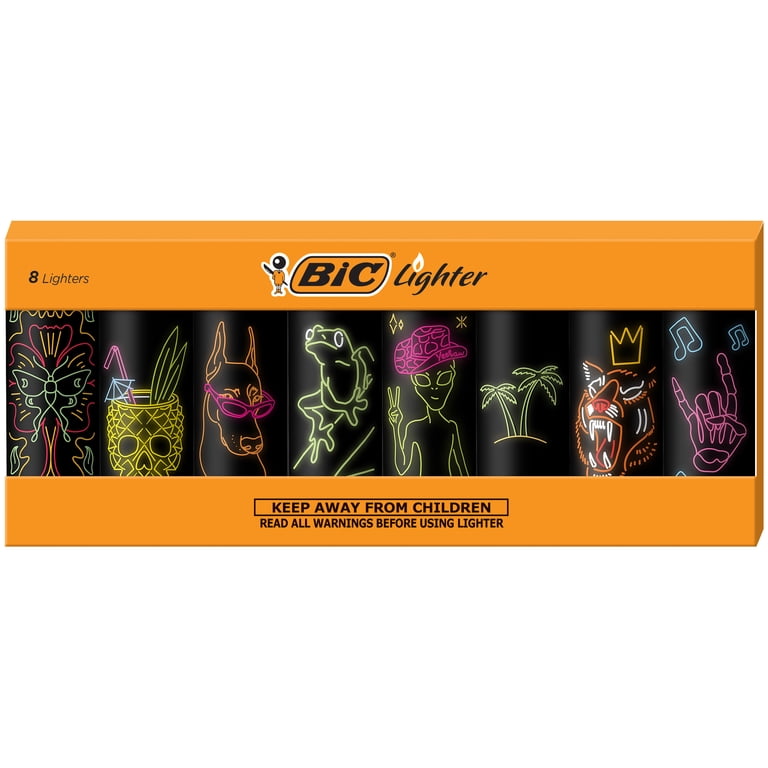 BIC, Lighters, Neon Series 8-Count, Durable Long-Lasting