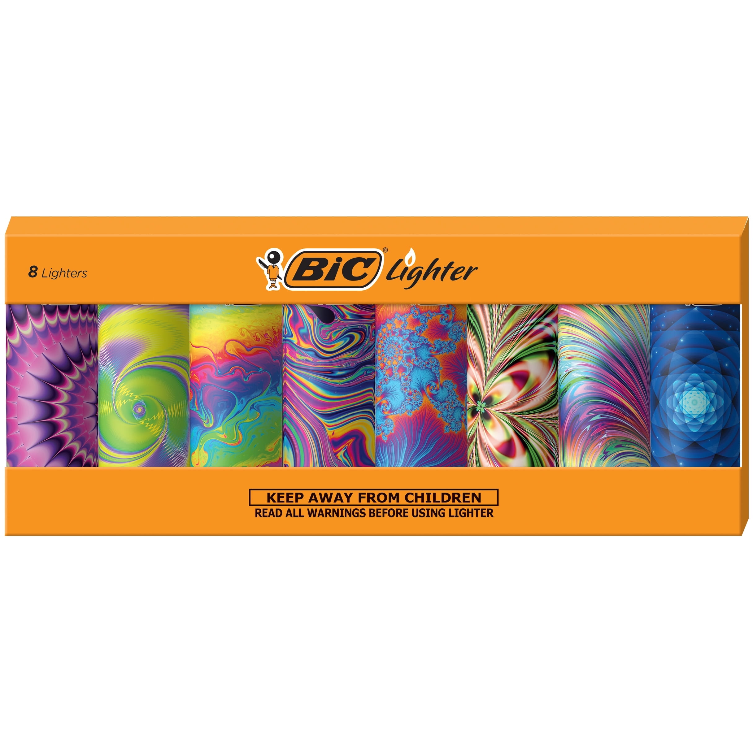 BIC Psychedelic Series Lighters, Set of 8, Vibrant Pocket Designs