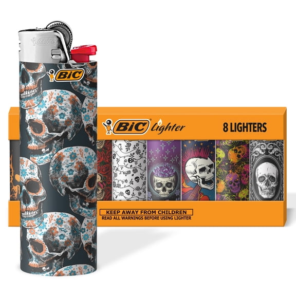 BIC Special Edition Skulls Lighters, Set of 8 Lighters