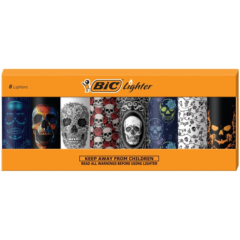 BIC, Skulls Lighters, Set of 8, Child-resistant, Reliable
