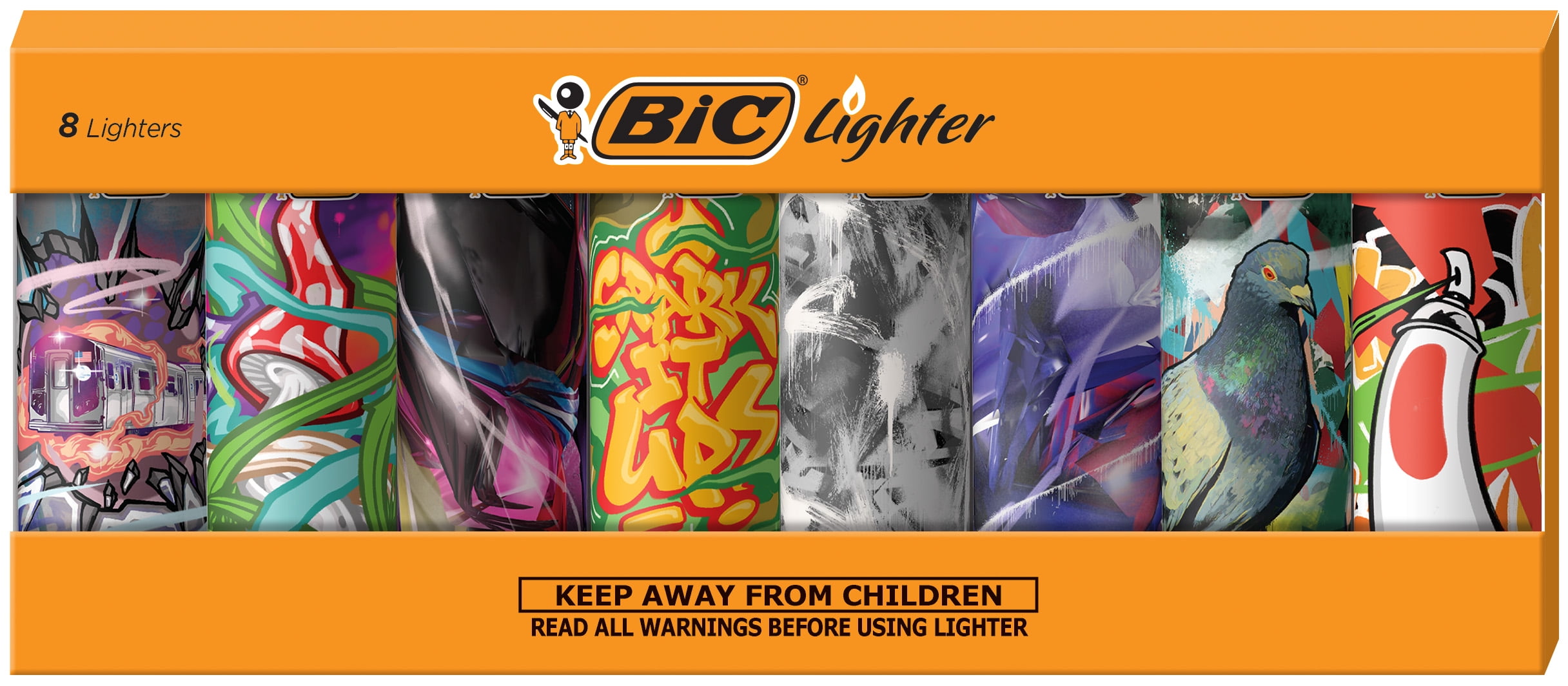 BIC Special Edition Street Art Series Lighters, Assorted, 8 Pack BIC Special Edition Street Art Series Lighters, Assorted, 8 Pack