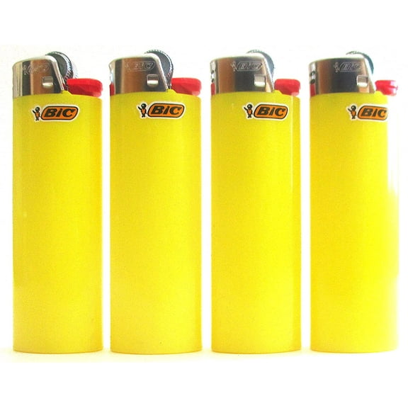 BIC Sunshine Yellow Full Size Lighters New Lot of 4