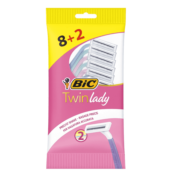 BIC Twin Lady Disposable Razors 10 Counts Assorted Colors | Smooth Twin Blade Razors for Everyday Use
