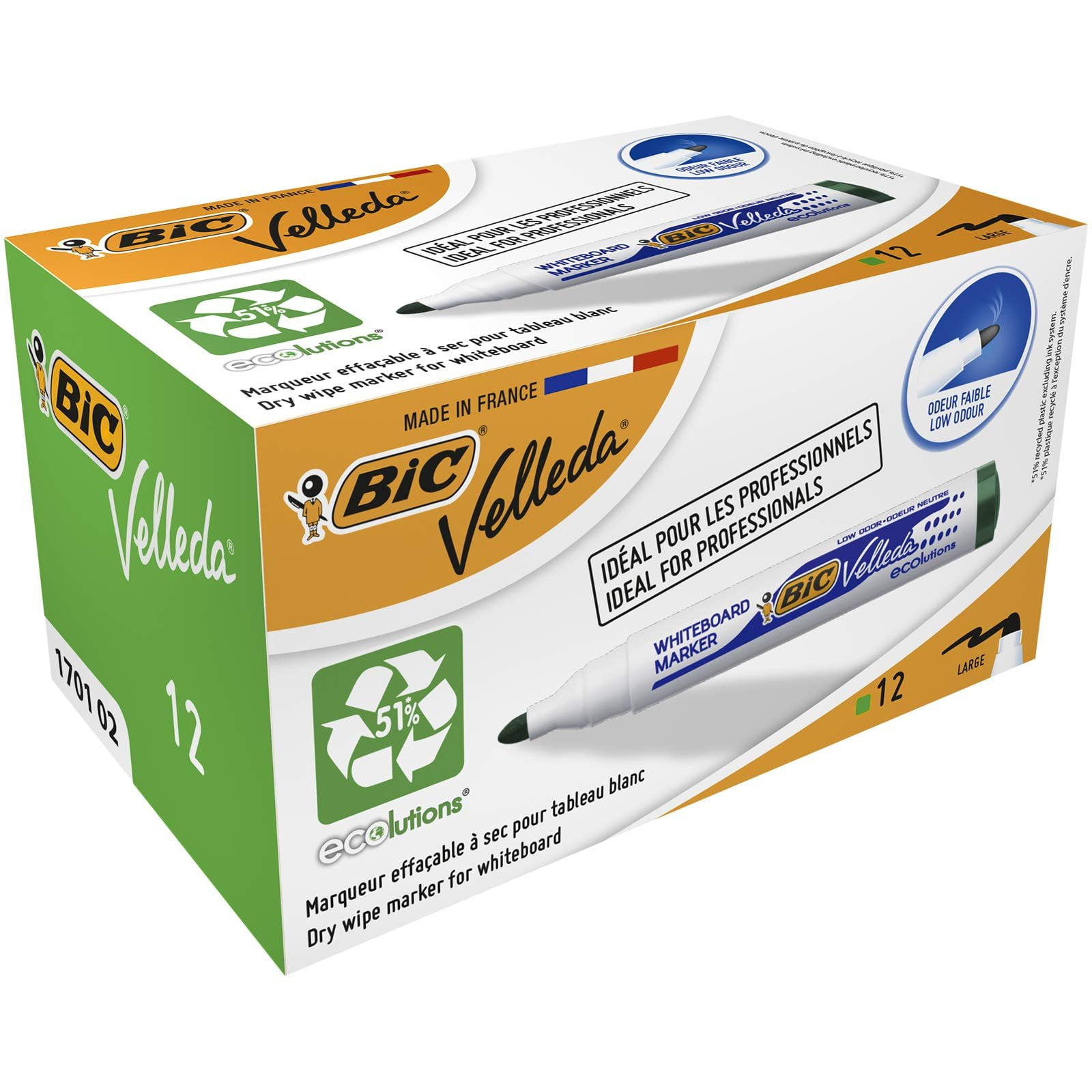 BIC Velleda 1701 ECOlutions Whiteboard Pens - Green, Box of 12