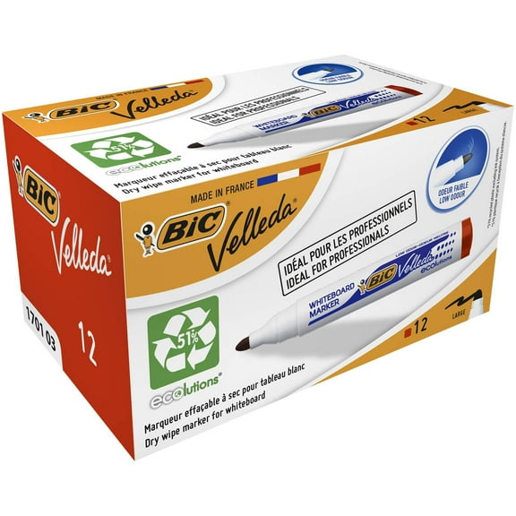 BIC Velleda 1701 ECOlutions Whiteboard Pens - Red, Box of 12