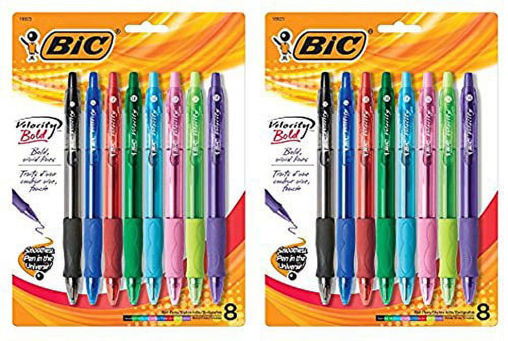 BIC Velocity Bold Fashion Retractable Ball Pen, Bold Point (1.6 mm),  Assorted, 8-Count
