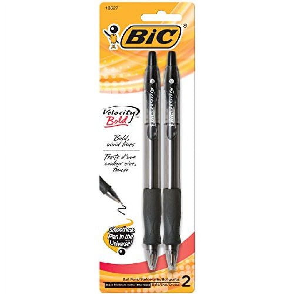 BIC Velocity Bold Retractable Ball Pen Bold Point (1.6mm) Black 2-Count