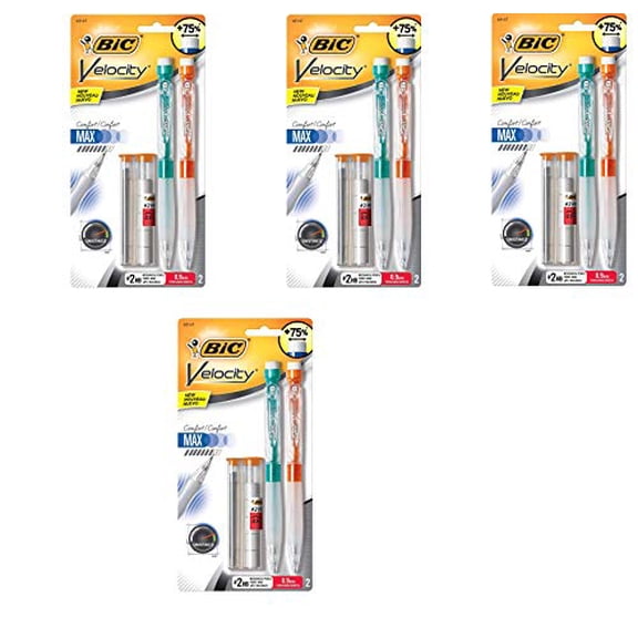 BIC Velocity Max Mechanical Pencil, Thick Point (0.9mm), 2-Count, 4 Pack