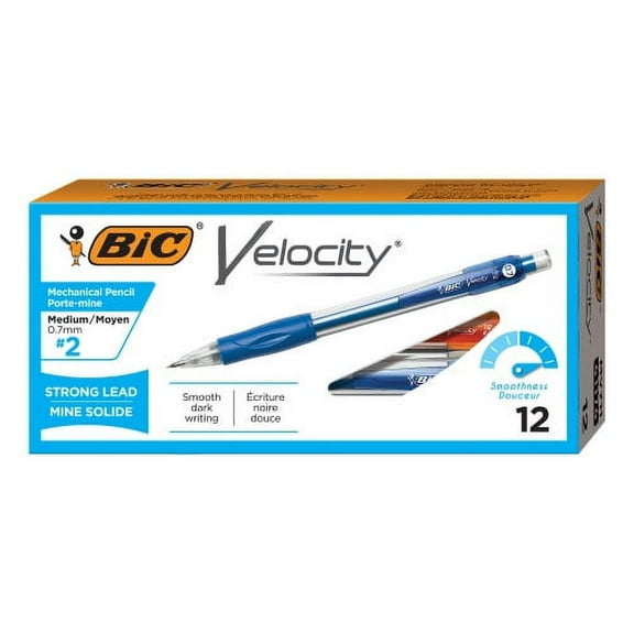 BIC Velocity Original Mechanical Pencil, 0.7 mm, HB , Black Lead, Blue Barrel, Dozen, Each