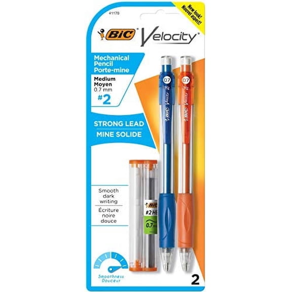 BIC Velocity Original Mechanical Pencil, Medium Point 0.7mm, Smooth Dark Writing, 2-Count