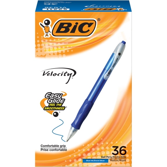 Blue Ink Print BIC, Retractable Ballpoint Pens, 36-Count, Blue Ink, Medium Point ...