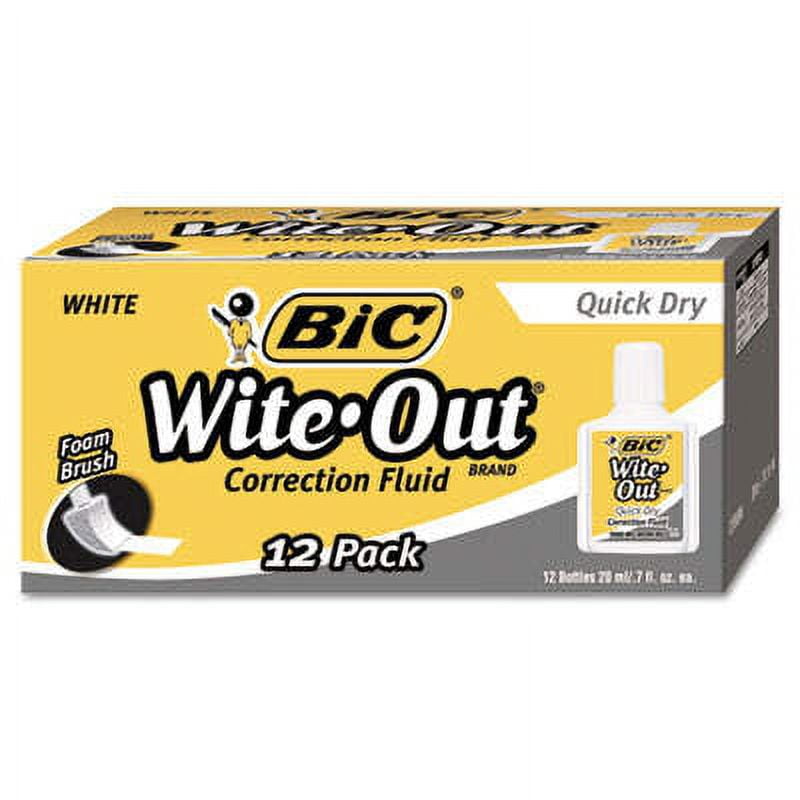 BIC WOFQD12WE Wite-Out Quick Dry Correction Fluid 20 ml Bottle White, 1/Dozen