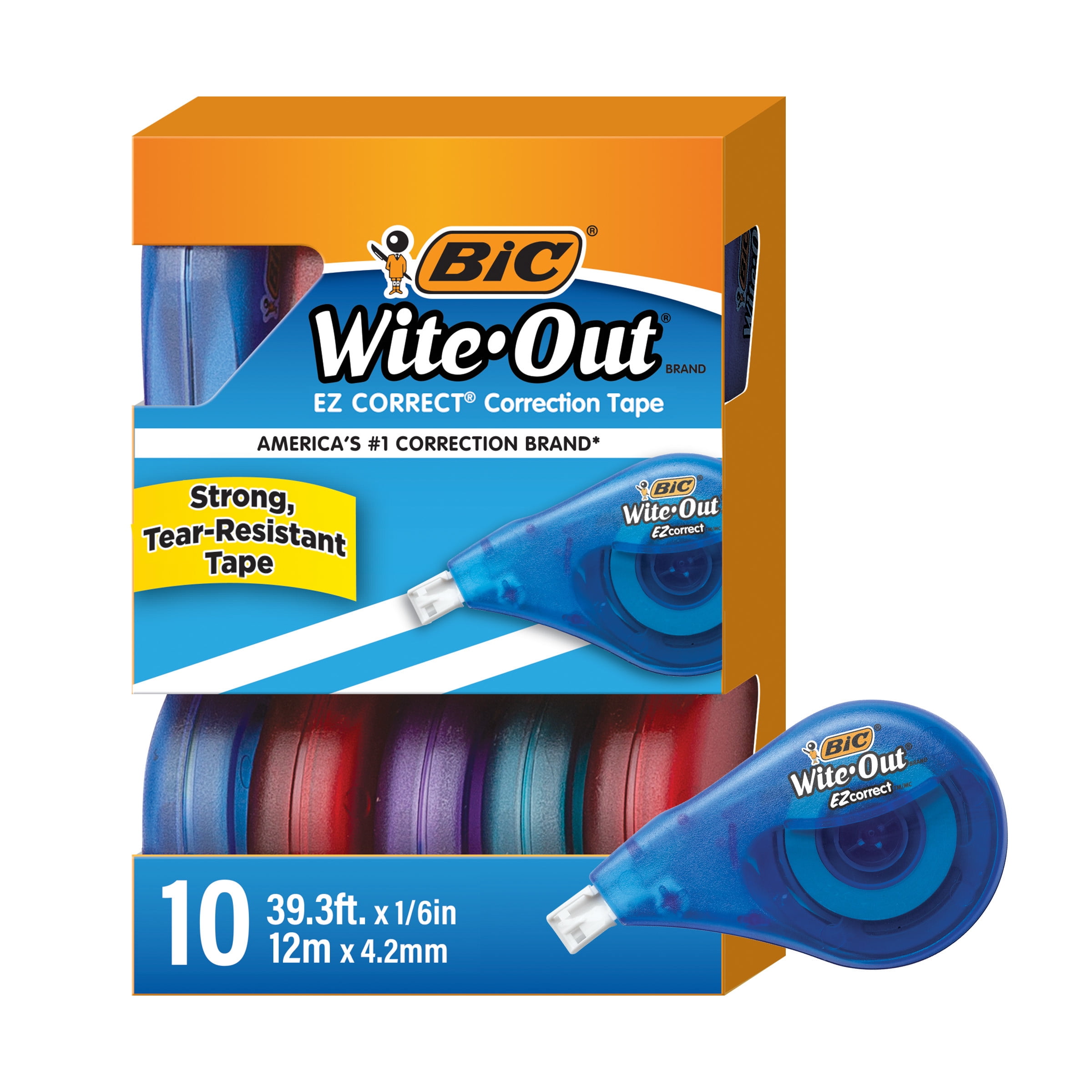 BIC Wite-Out Brand EZ Correct Correction Tape, Pack of 10, 39.37 feet