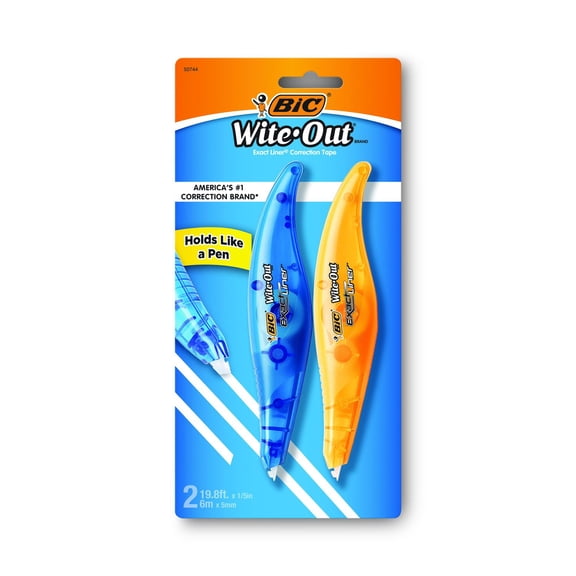 BIC Wite-Out Exact Liner Correction Tape, White, 2-Count