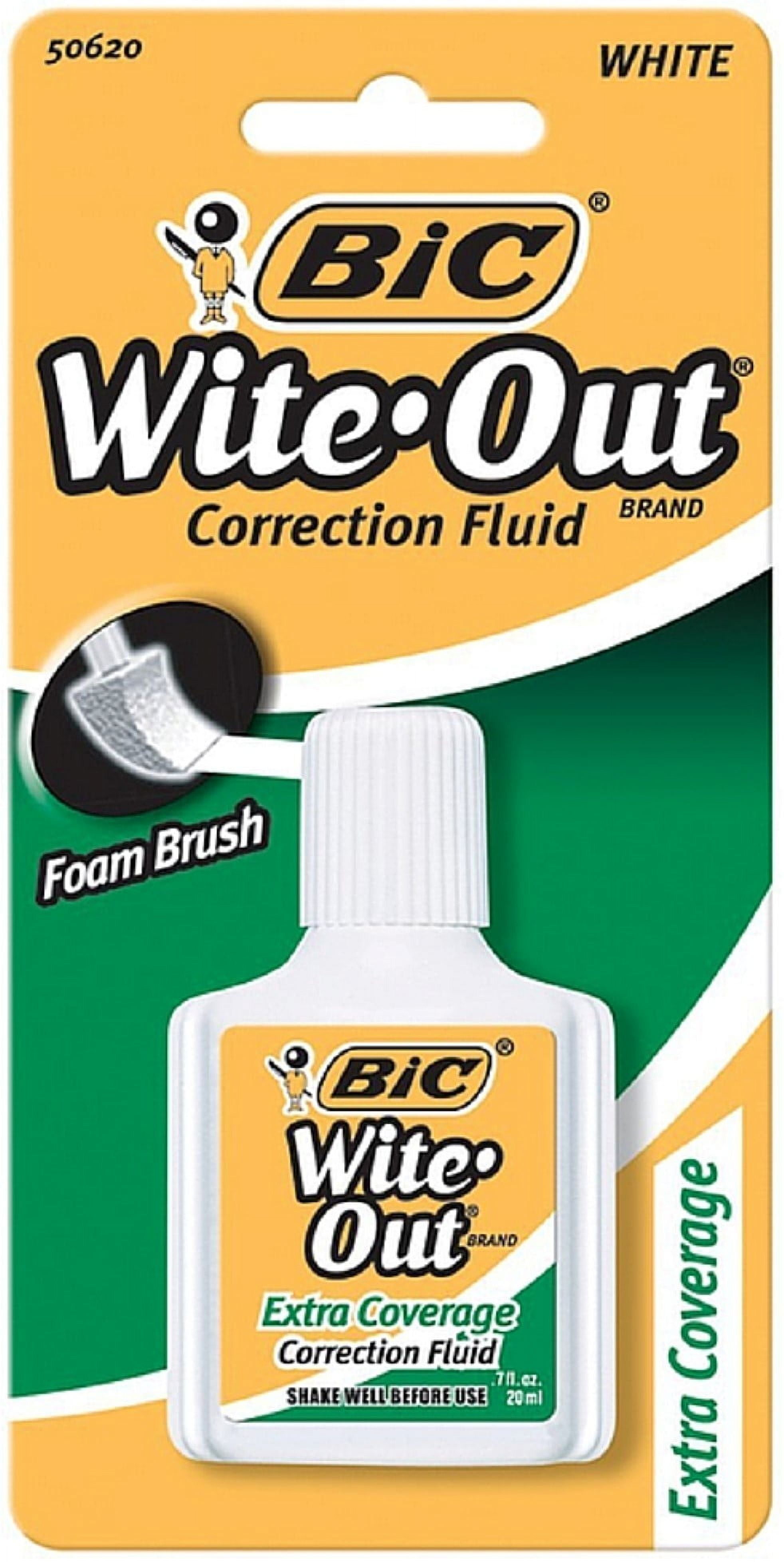  BAZIC Correction Fluid (0.7 oz / 20 ml), Soft Bristle Brush  Applicator, Instant Corrections Pen White Out Wipe Out Liquid (2/Pack),  1-Pack : Office Products