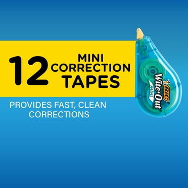 BIC Wite-Out Brand Mini Instant Correction Tape, White, 12-Count Pack