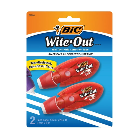 BIC Wite-Out Brand Mini Twist Correction Tape, White, 2 Count