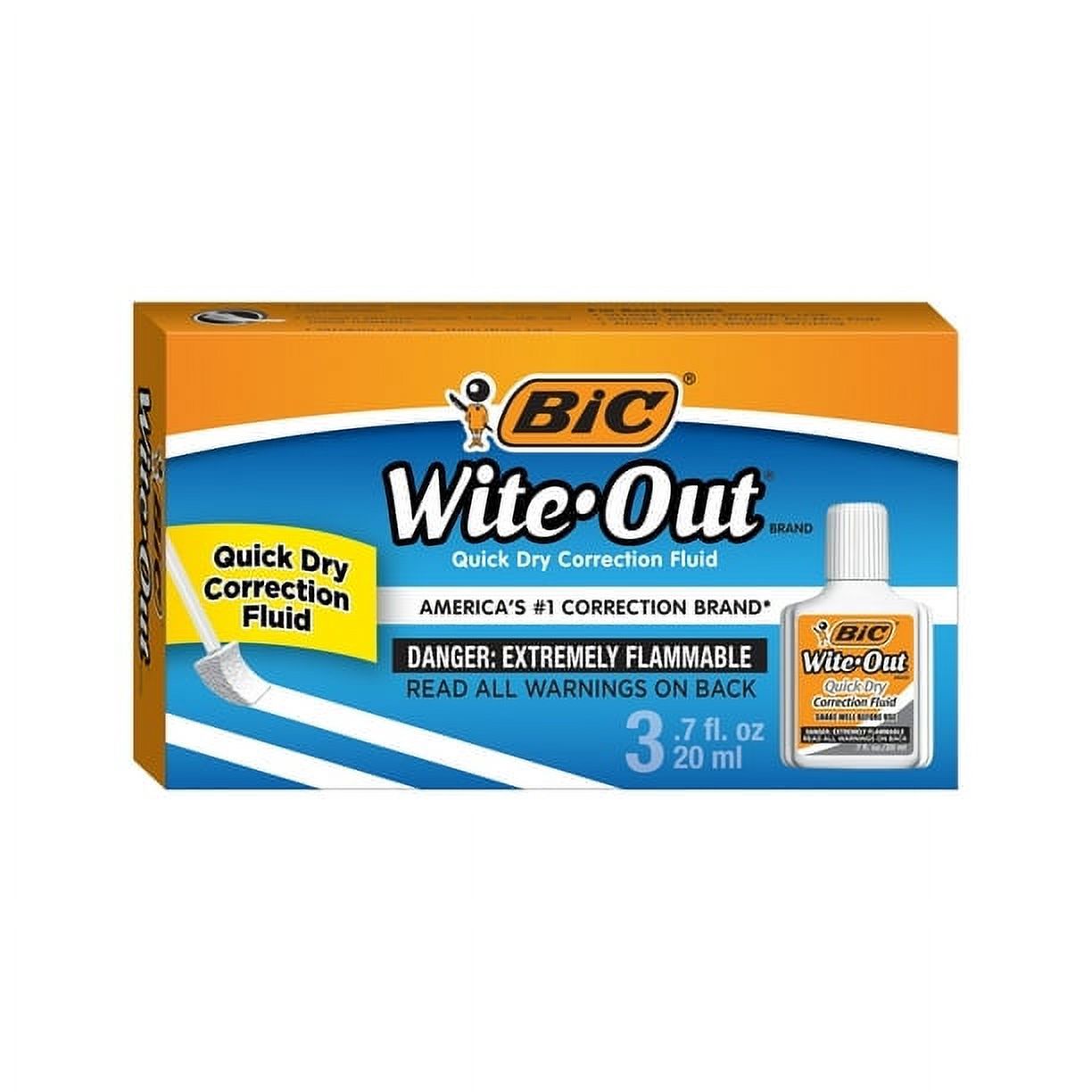 BIC Wite-Out Brand Quick Dry Correction Fluid, 20 ml, White, 3 Count - image 1 of 10