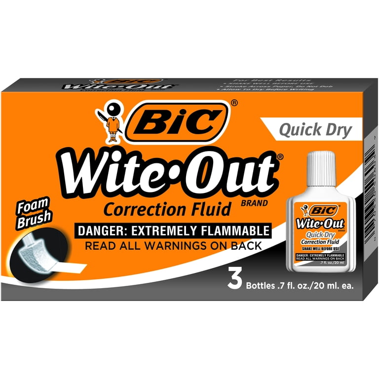BIC Wite Out Quick Dry Correction Fluid With Foam Applicator White Pack Of  3 - Office Depot