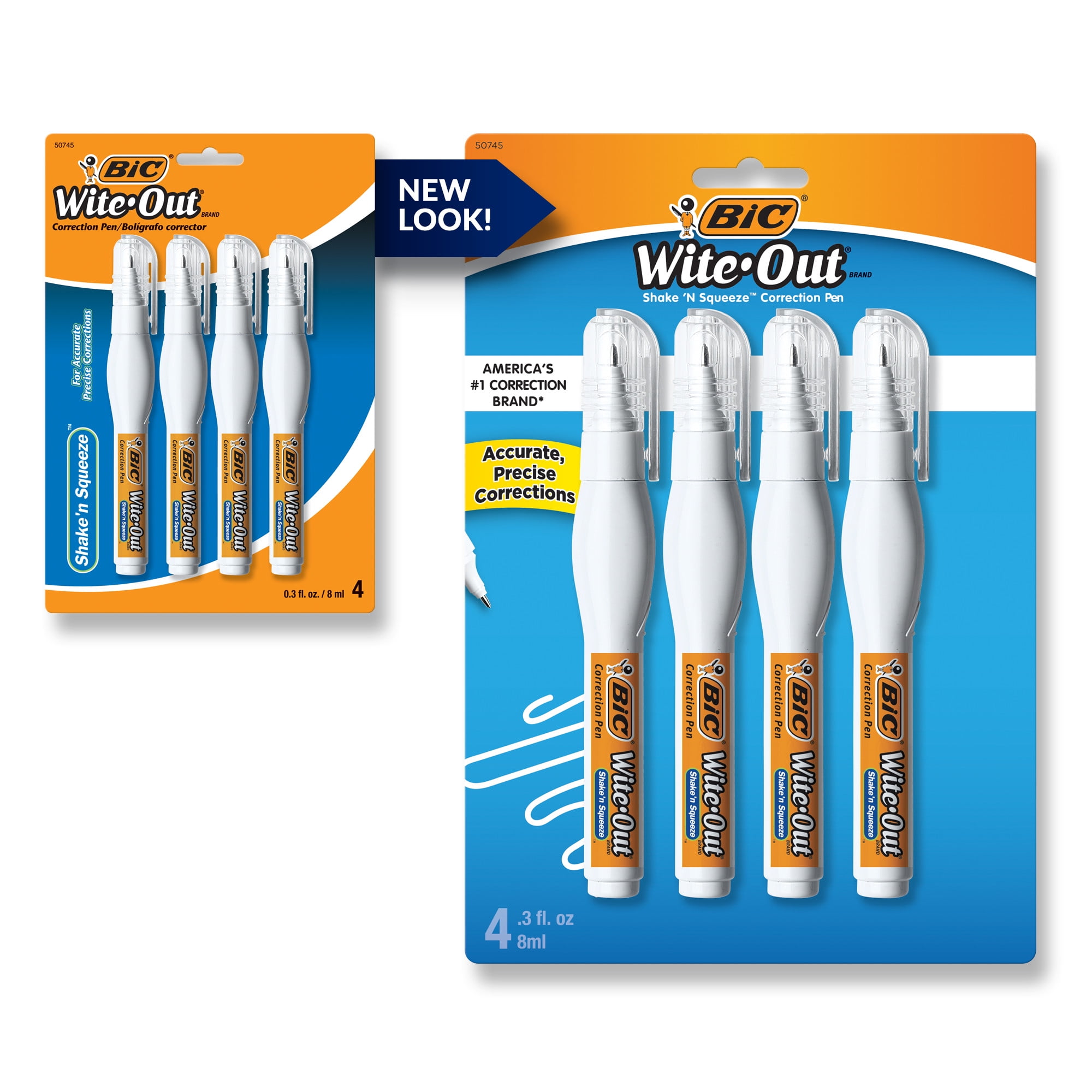 Bic Wite-Out Shake 'n Squeeze Correction Pen 8 ml White 4/Pack WOSQPP418
