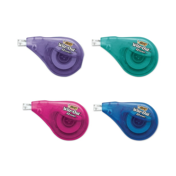 BIC WiteOut EZ Correct Correction Tape, NonRefillable, Blue/Yellow