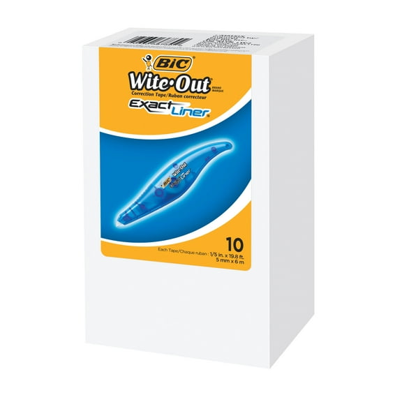 BIC Wite-Out Exact Liner Correction Tape, Fast, Clean Easy to Use,10-Count Pack