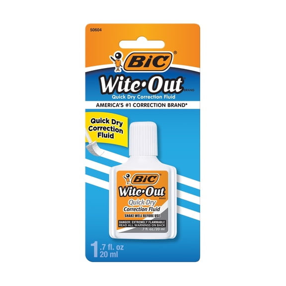 BIC Wite-Out Quick Dry Correction Fluid, 0.7 oz, White, 1 Count.pack of 2