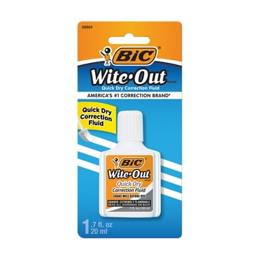BIC Wite-Out Quick Dry Correction Fluid, 20mL, White, Reduced Dry Time, 1-Count Pack