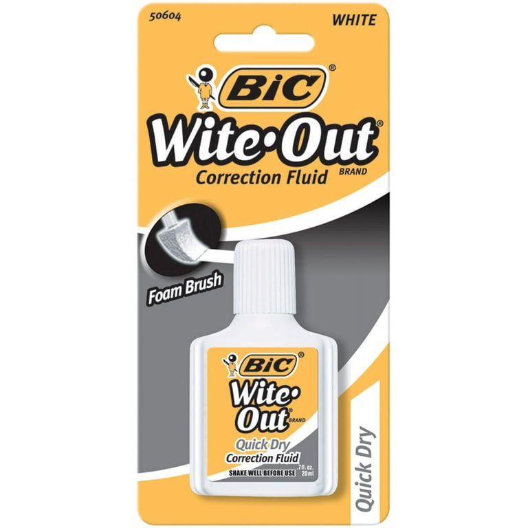 BAZIC Correction Fluid White Out, Bristle Brush & Metal Tip (2/Pack),  1-Pack 
