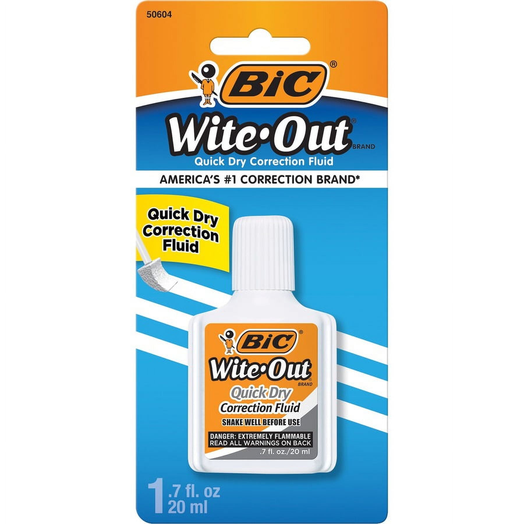 BIC Wite Out Quick Dry Correction Fluid 20mL White Goes on Easy with A Reduced Dry Time 1 Count Pack