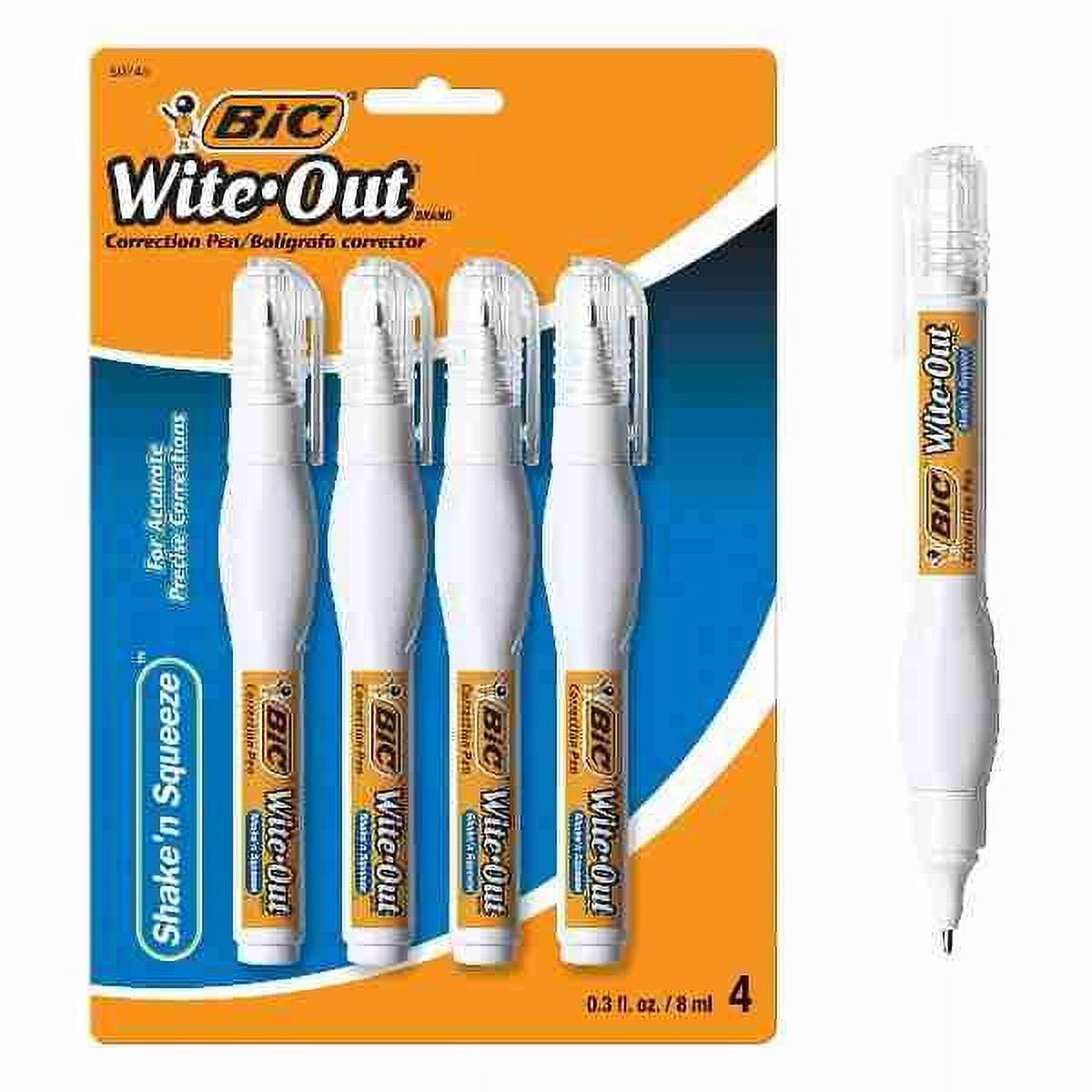 BAZIC Correction Pen White Out 3 ml, Precise Metal Tip (3/Pack), 1-Pack 