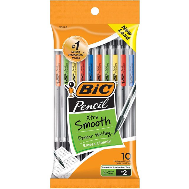 BIC XtraSmooth Mechanical Pencils With Erasers, Medium Point (0.7mm