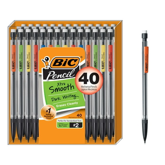 BIC Xtra-Smooth Mechanical Pencils with Erasers, 40-Count Pack, Bulk Mechanical Pencils for School Supplies