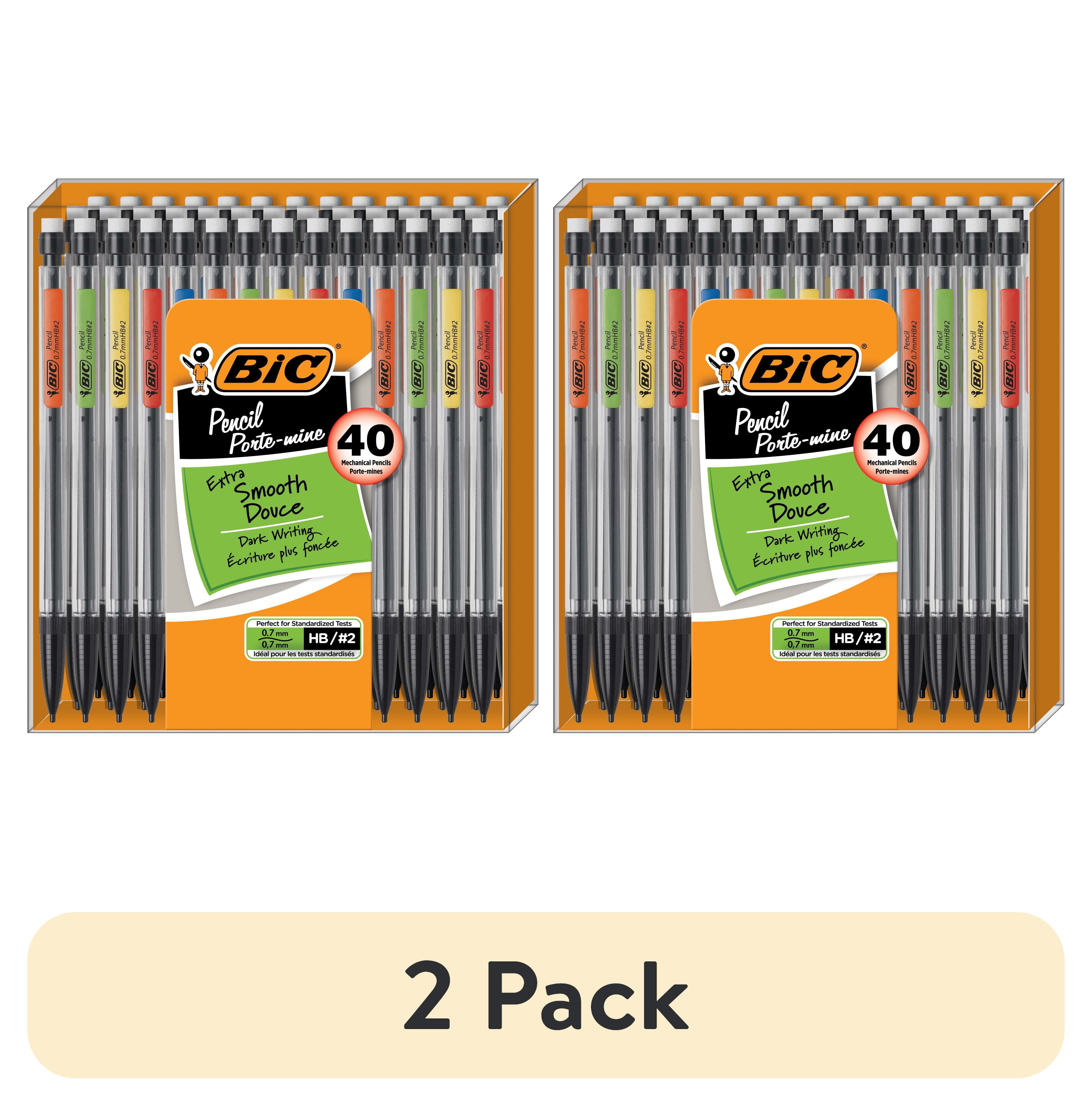 2 pack) BIC Xtra-Smooth Mechanical Pencils with Erasers, 40-Count Pack,  Bulk Mechanical Pencils for School Supplies 